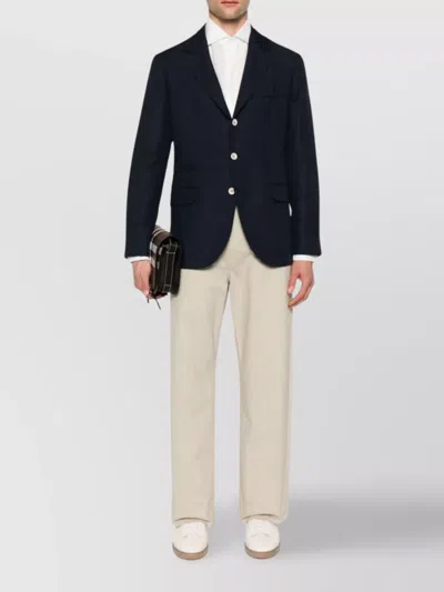 Brunello Cucinelli Single Breasted Blazer Notch Lapels Pockets In Blue