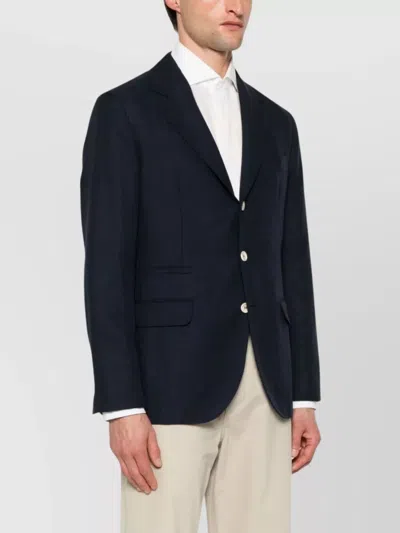 Brunello Cucinelli Single Breasted Blazer Notch Lapels Pockets In Blue