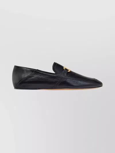 Ferragamo Elaine Vara Buckle Loafers In Calf Leather In Black