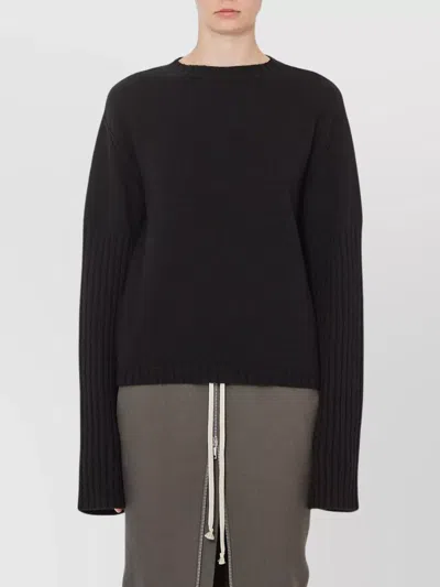 Rick Owens Cozy Crew Neck Knitwear With Long Sleeves In Black