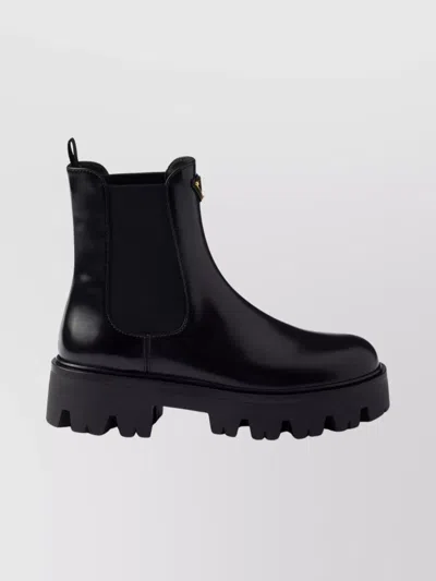 Prada Ankle Boots With Chunky Sole And Pull Tabs In Black