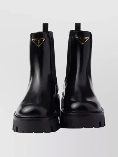 Prada Ankle Boots With Chunky Sole And Pull Tabs In Black