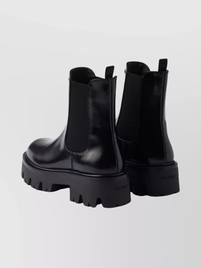Prada Ankle Boots With Chunky Sole And Pull Tabs In Black