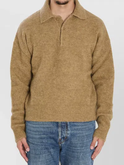 Ami Alexandre Mattiussi Ami Paris Polo In Alpaca And Wool In Nude