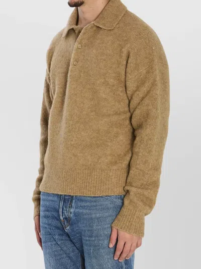 Ami Alexandre Mattiussi Ami Paris Polo In Alpaca And Wool In Nude