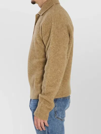 Ami Alexandre Mattiussi Ami Paris Polo In Alpaca And Wool In Nude