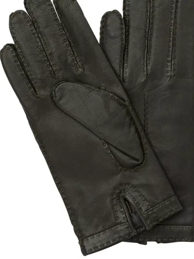 Restelli Wrist Length Soft Texture Stitch Detail Gloves In Black