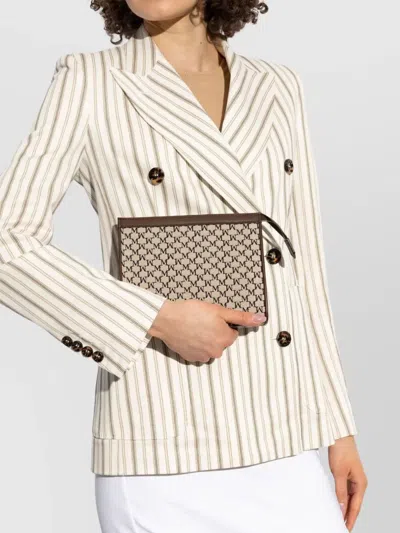 Max Mara Rectangular Leather Clutch Chain Strap In Brown