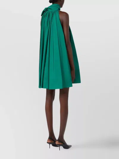 Max Mara Short, Sleeveless, Flared Dress With A Pleated Design That Cr In Green