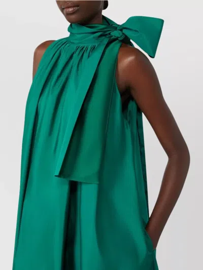 Max Mara Short, Sleeveless, Flared Dress With A Pleated Design That Cr In Green