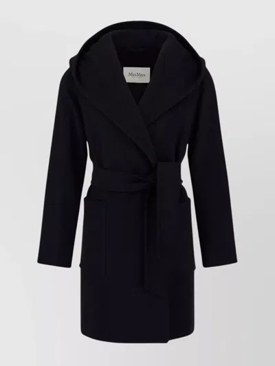 Max Mara Rialto Wrap Coat Hood In Black