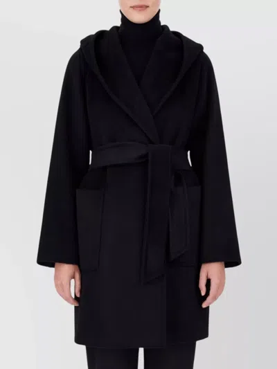 Max Mara Rialto Wrap Coat Hood In Black