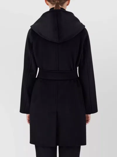 Max Mara Rialto Wrap Coat Hood In Black
