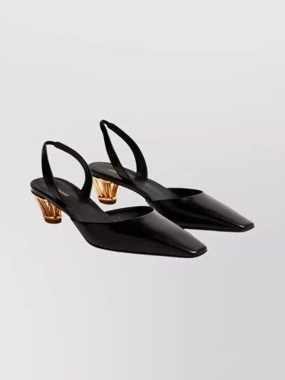 Ferragamo Sculptural Pointed Toe Sandals With Open Back In Black