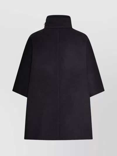 Max Mara Relaxed Black Cashmere Coat With High Collar And Wide Sleeves In Black