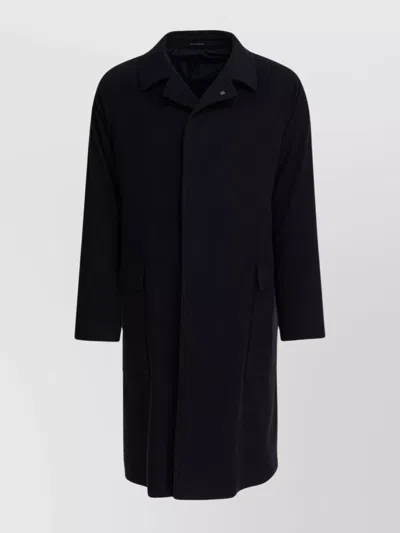 Tagliatore Mid-length Coat With Notch Lapel And Pockets In Black