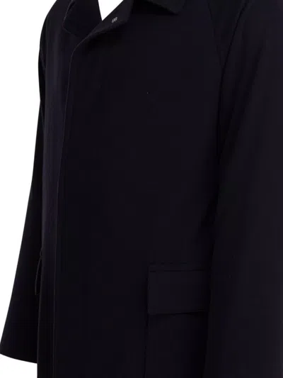 Tagliatore Mid-length Coat With Notch Lapel And Pockets In Black