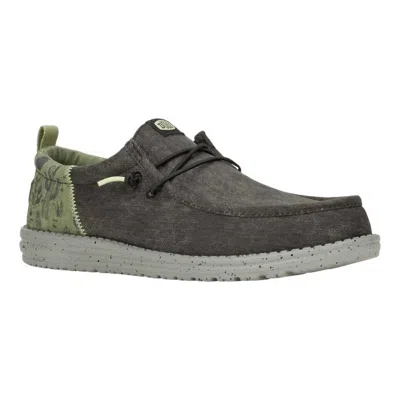 Hey Dude Men's Wall Funk Desert Landscape Shoes In Black & Army Green In Multi