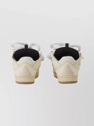 Lanvin Beige Curb Leather With Snake Laces Sneakers In Nude