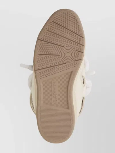 Lanvin Beige Curb Leather With Snake Laces Sneakers In Nude