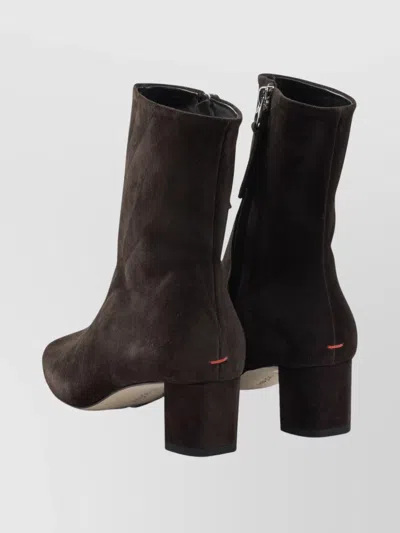 Aeyde Suede Block Heel Ankle Boots Millie In Brown