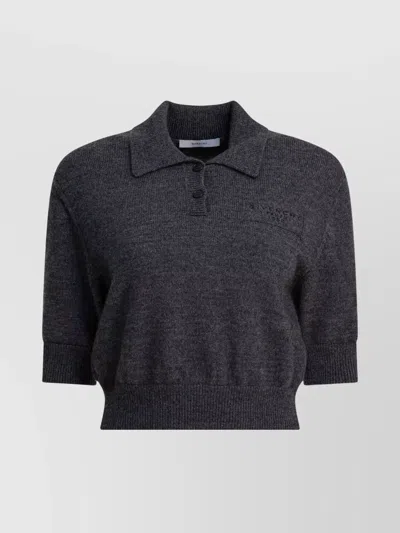 Givenchy Cropped Wool And Alpaca Polo Sweater In Gray