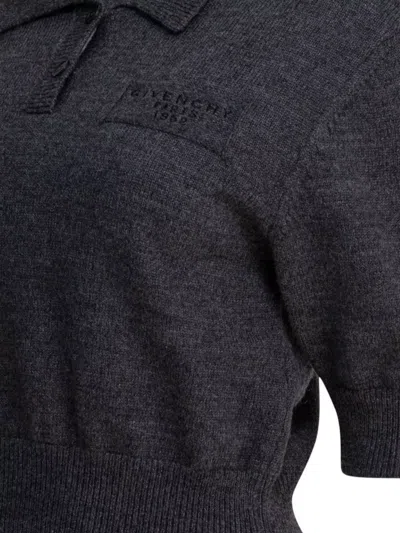 Givenchy Cropped Wool And Alpaca Polo Sweater In Gray