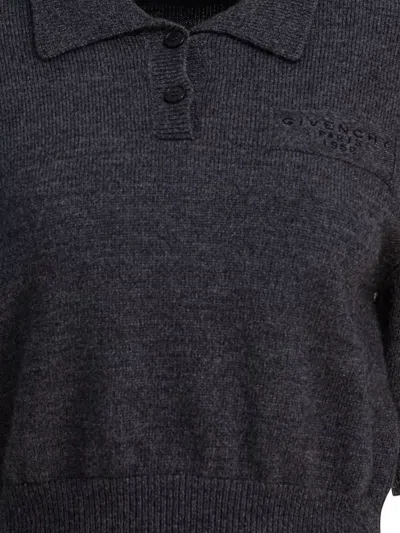 Givenchy Cropped Wool And Alpaca Polo Sweater In Gray