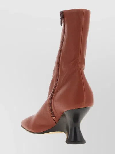 Dries Van Noten Ankle Boots With Square Toe And Unique Heel In Brown