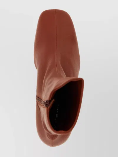 Dries Van Noten Ankle Boots With Square Toe And Unique Heel In Brown