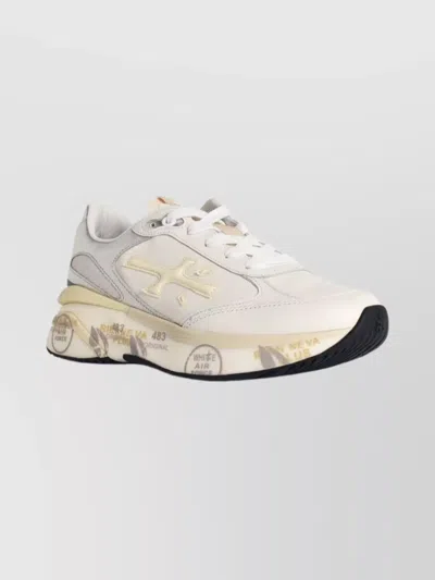 Premiata Moerund 7798 Leather Sneakers With Contrast Sole In Gold