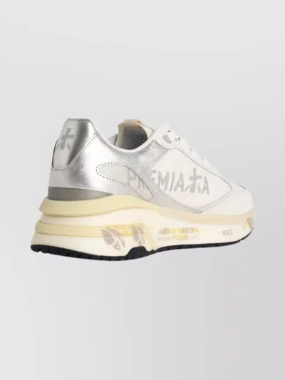 Premiata Moerund 7798 Leather Sneakers With Contrast Sole In Gold