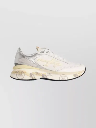Premiata Moerund 7798 Leather Sneakers With Contrast Sole In Gold
