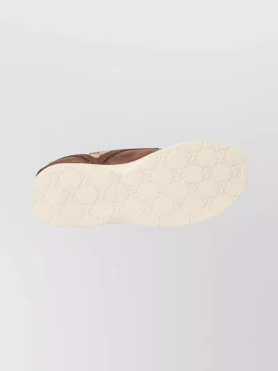 Gucci High-top Round Toe Bootie With Contrast Sole In Brown
