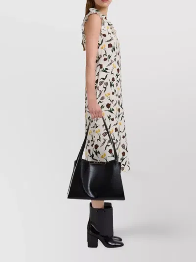 Marni Rectangular Two-tone Shoulder Bag With Long Handles In Black