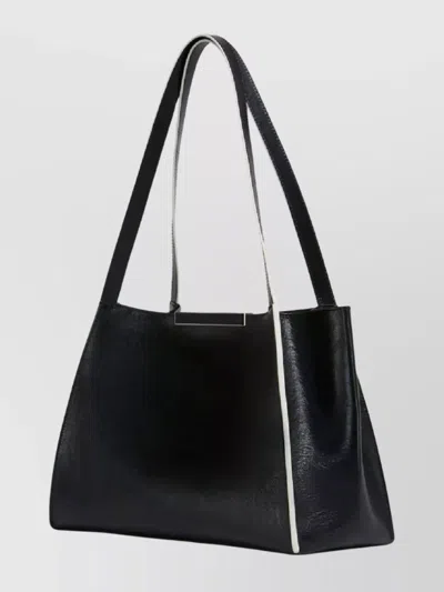 Marni Rectangular Two-tone Shoulder Bag With Long Handles In Black