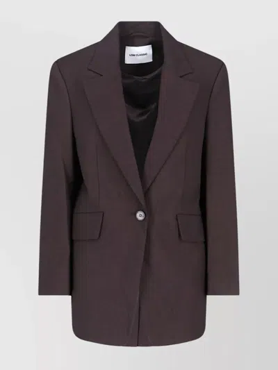 Low Classic Tailored Blazer With Notch Lapel And Pockets In Brown