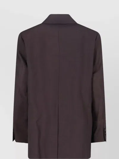 Low Classic Tailored Blazer With Notch Lapel And Pockets In Brown