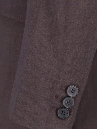 Low Classic Tailored Blazer With Notch Lapel And Pockets In Brown