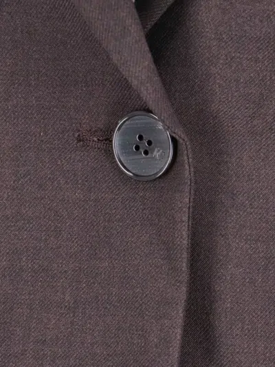 Low Classic Tailored Blazer With Notch Lapel And Pockets In Brown