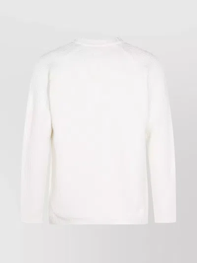 C.p. Company Timeless Crew Neck Sweater With Iconic Lens Detail In White