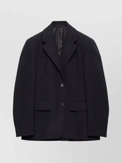 Prada Single-breasted Jacket In Straw In Black