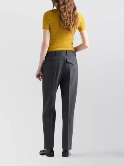 Prada Short Sleeve Wool Sweater With Charms In Yellow