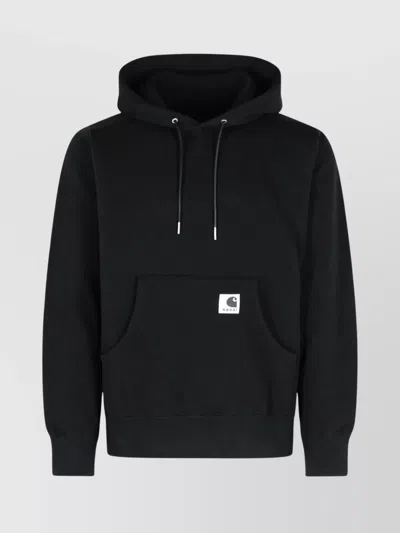 Sacai X Carhartt Wip Logo Patch Hooded Sweatshirt In Black