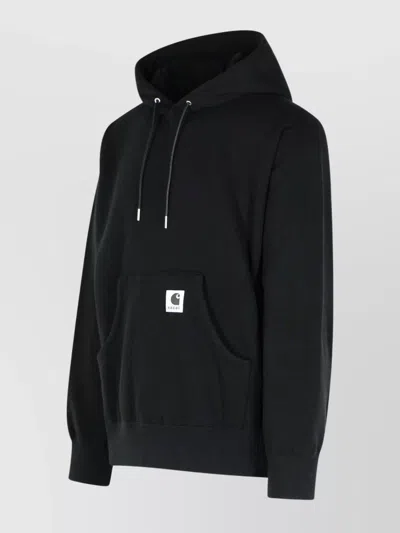 Sacai X Carhartt Wip Logo Patch Hooded Sweatshirt In Black