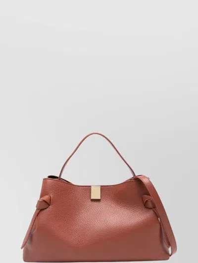 Yuzefi Tote Bag With Knot And Textured Finish In Brown