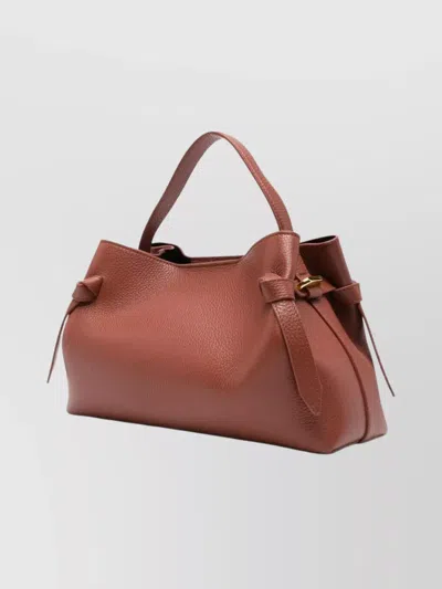 Yuzefi Tote Bag With Knot And Textured Finish In Brown