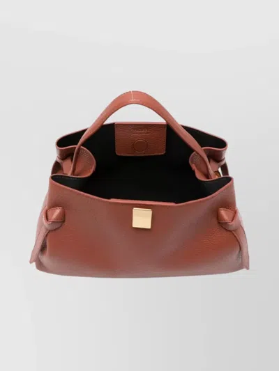 Yuzefi Tote Bag With Knot And Textured Finish In Brown