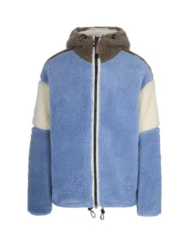 Napapijri Colorblock Fleece Giubbino With Adjustable Hem In Blue
