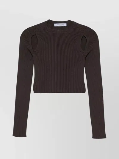 Max Mara Knitwear Crew Neck Cropped Long Sleeve In Brown
